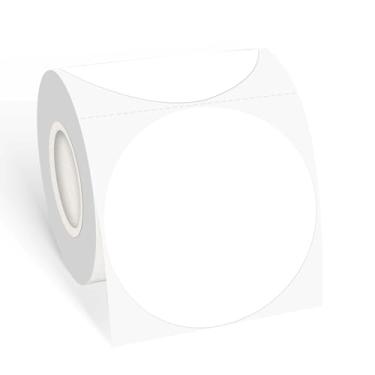 Imagem de Etiquetas adesivas térmicas circulares de 7 cm, etiquetas térmicas diretas redondas autoadesivas para empresas, 200 folhas/1 rolo