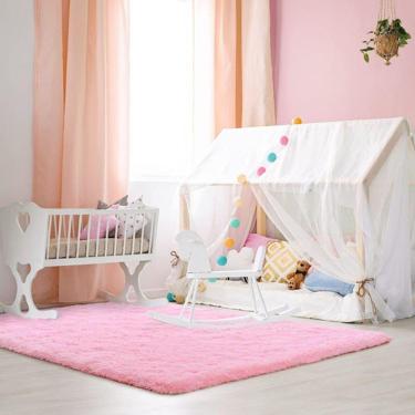 Imagem de Tapete Sala Felpudo Peludo Rosa Bebe 100 X 120 Cm