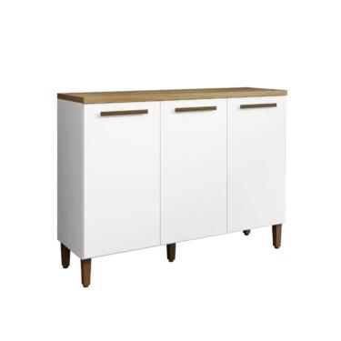 Imagem de Balcão De Cozinha Vega 3 Portas Arte Móveis Cinamomo Branco