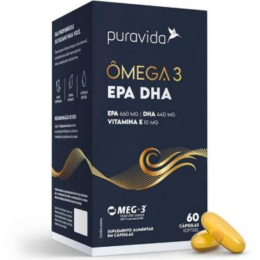 Imagem de Ômega 3 EPA 660 mg + DHA 440mg + Vit E - 60 Capsulas - Pura Vida-Unissex