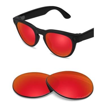 Imagem de BLAZERBUCK Lentes de reposição polarizadas anti-sal para óculos RayBan Meta Headliner RW4013F (Gen 2) 51 mm AI Glasses, Vermelho fogo - polarizado, 0