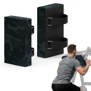 Imagem de J Bryant Ombreiras Hack Squat 2 peças – Almofada de espuma grossa com alças ajustáveis, reduz a pressão no ombro, compatível com a maioria das máquinas de camuflagem de agachamento e leg press