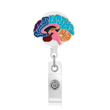Imagem de MEDFOLY Carretel de crachá de anatomia cerebral retrátil neurologia neurociência crachá clipe para enfermeira neurocientista cérebro médico