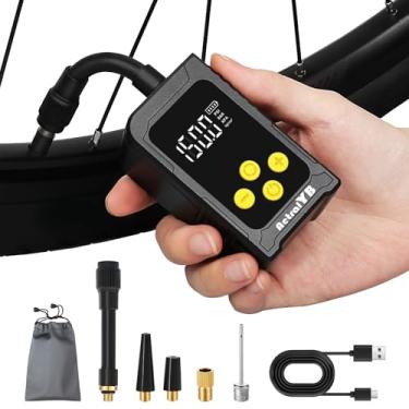 Imagem de AetralYB Mini Bomba De Ar Para Pneu De Bicicleta, Compressor De Ar Para Pneus De 30 Segundos Com Enchimento Rápido, Bomba De Ar Elétrica De 150 Psi Com Medidor Digital De Pressão De Pneus, Para Tip
