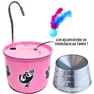 Imagem de Bebedouro Rosa Para Gato com Comedouro Ergonômico - DM SOLUÇÕES