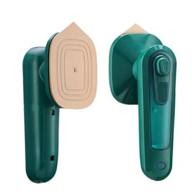 Imagem de Vaporizador de Roupas Portátil Verde, Ferro de Passar Vertical com Base de Apoio, Leve e Compacto