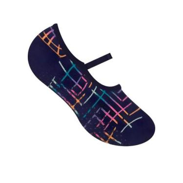Imagem de Meia pilates selene original sapatilha feminina antiderrapante, Marinh