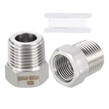 Imagem de Rebower Pacote com 2 adaptadores macho para FeMale de aço inoxidável 304, 1/5.1 cm macho NPT x 3/20.3 cm FeMale NPT redutor de bucha sextavada com fita de vedação para industrial, fluido, jardinagem