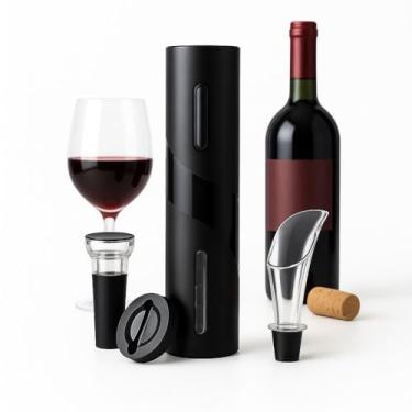 Imagem de Kit Abridor de Vinho Elétrico Automático – com Cortador de Lacre, Aerador Antigotas e Rolha a Vácuo | Praticidade e Elegância ao Abrir Seu Vinho – Preto