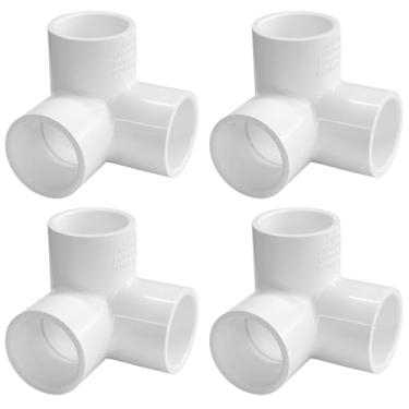 Imagem de LESSO Conector de cotovelo de 3 vias com encaixe de PVC de 3,8 cm, saída lateral de cotovelo de 90 graus, acessórios de canto de PVC para móveis de construção faça você mesmo, acessórios de tubo de