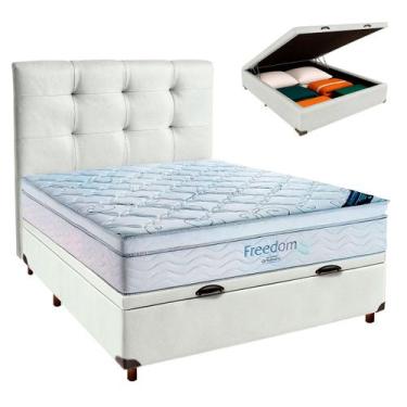 Imagem de Bau Blindado Branco+Colchão Casal Freedom Ortobom+Cabeceira