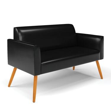 Imagem de Sofá Namoradeira Pés Palito Castanho Marisa Corano D03 - D\&#039rossi Cor Preto