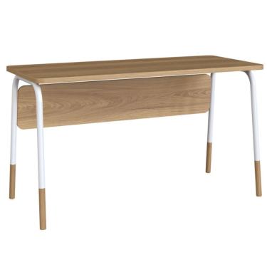 Imagem de Mesa Escrivaninha Retangular Flexus Industrial sem Gavetas MDP 136cm Branco e Hanover p...
