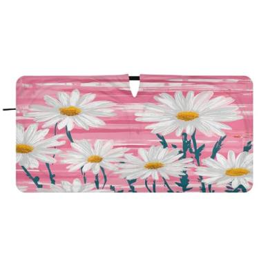 Imagem de Blueangle White Daisies Para-brisas Guarda-sol - 149.9 cm x 76.2 cm Dobrável Carro Frontal Para-sol Blocos Raios UV Viseira de Sol (119)