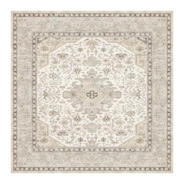 Imagem de Tapete quadrado 30,5 x 30,5 cm, sala de estar: tapetes orientais laváveis para quarto - Tapete plano e resistente a manchas - Decoração de casa para idosos, crianças, animais de estimação, família