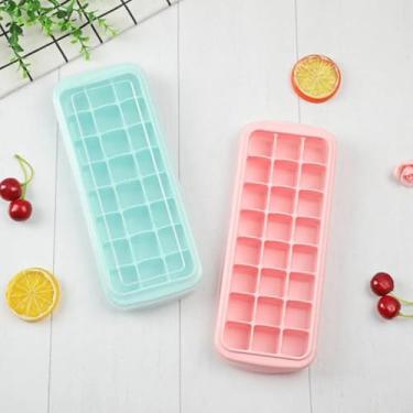 Imagem de Forma de Gelo 24 Cubos Silicone Com Tampa Empilhavel Papinha Bebê Cores Sortidas