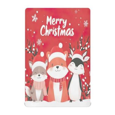 Imagem de Qilmy Lençóis de berço de animais de Natal, macio e respirável, de microfibra elástica, lençol com elástico para meninos e meninas, 132 x 71 cm, capa de colchão infantil portátil