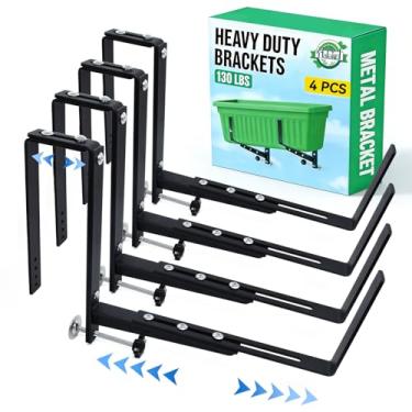 Imagem de Halatool Pacote com 4 suportes de caixa de janela resistente, suporte de parede ajustável para floreiras de janela ao ar livre na varanda, varanda, cerca, pátio e jardim