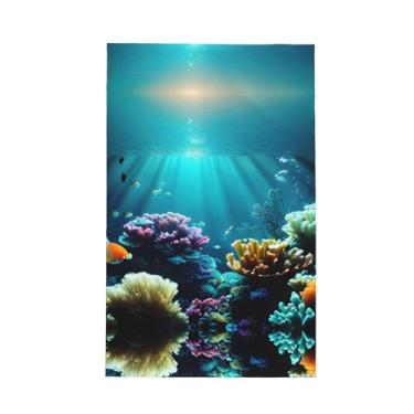 Imagem de XLLingL Toalhas de cozinha de waffle com estampa de cenário subaquático, panos de prato de microfibra, para decoração e limpeza de cozinha - 1 peça