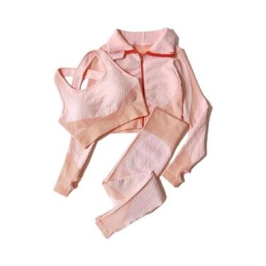 Imagem de Conjunto De Yoga Sem Costura Para Mulheres 2/3 Peças Com Top Cropped D