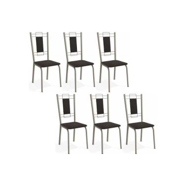 Imagem de Cadeira Sala De Jantar Florença 2c005nk Aço Kit 6 Un Niquel-preto 110 - Kappesberg