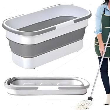 Imagem de Balde Limpeza Retrátil Silicone Dobrável 55x25cm Com Rodas 16 Litros L