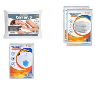 Imagem de Kit Cama Hóspede 1 Trav. Confort 5 e 3 Capas Protetoras - Faiber Flex