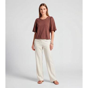 Imagem de Blusa Feminina Com Manga Godê Infinita Cor Marrom, GG, Marrom