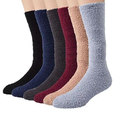 Imagem de Meia Térmica Soft Felpuda Cano Alto Inverno: Kit 6 Pares Sortidos Adul
