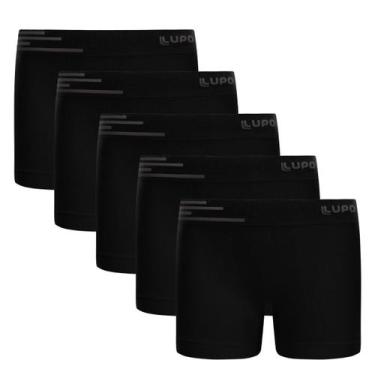 Imagem de Kit 5 cueca kids box infantil microfibra sem costura lupo, P, Preto