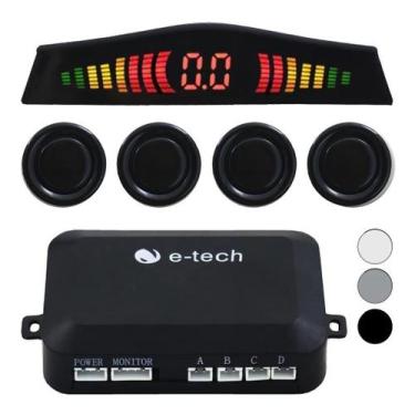 Imagem de Sensor Estacionamento Ré 4 Pontos  Traseiro Display - e-tech, Preto