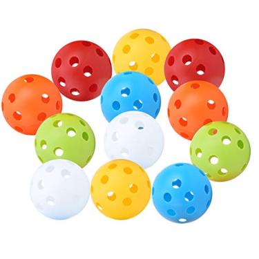 Imagem de Compra Maluca Swing Training Hollow Balls, Plastic Non-Toxic 12 PCS Bright Color Golf Airflow Balls, 26 Buracos Golf Balls for Inndoor Outdoor