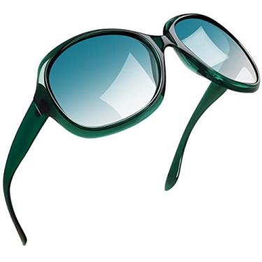 Imagem de Óculos de Sol Feminino Polarizados Joopin Armação Grande óculos Escuros para Mulheres Vintage Senhoras Tons (Lentes Verdes Gradientes/Quadro Verde Transparente)