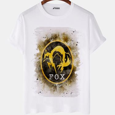 Imagem de Camiseta masculina Logo Fox Metal gear Solid 5 Jogo Camisa Blusa Branca Estampada