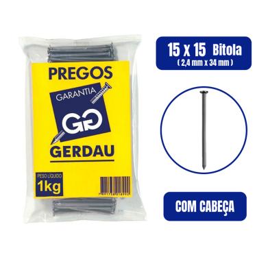 Imagem de Prego Com Cabeça 15 x 15 1kg - GERDAU