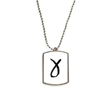 Imagem de DIYthinker Colar de aço inoxidável com pingente de placa de identificação de cachorro Grego Gamma contorno preto