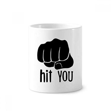 Imagem de Suporte para caneta de escova de dentes personalizada Fist Silhouette Caneca branca de cerâmica 355 ml
