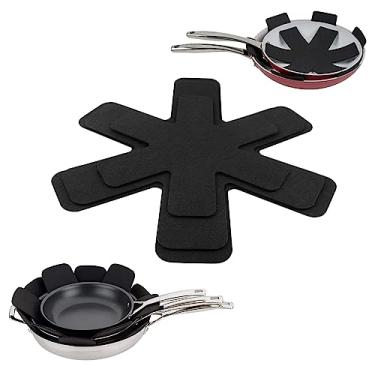 Imagem de Kit 6 Pçs Protetor Panela Frigideira Travessas Anti Risco p Guardar Empilhado e não riscar Feltro