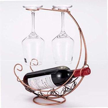 Imagem de Rack de vinho Metal montado na parede, decoração de rack de vinho europeu criativo Suporte para copo de vinho tinto Upside Down Home Goblet Rack Rack de vinho tinto Rack de garrafa de vinho Rack de