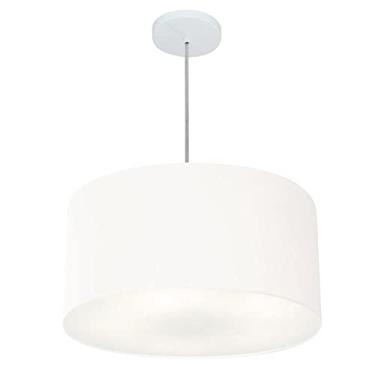 Imagem de Lustre Pendente Cilíndrico Cúpula Tecido 45x25 cm, Vivare Iluminação, Pendente4242 BR, Branco, Médio