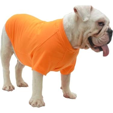 Imagem de Lovelonglong 2019 Trajes de animal de estimação Roupas de cachorro roupas em branco Camisetas para cães grandes médios pequenos 100% algodão 18 coresLovelonglong B-M (for Bulldog -25lbs) laranja