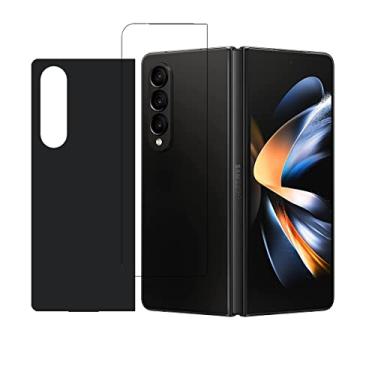 Imagem de UPONEW [Pacote com 2 = 1 +1 para Samsung Galaxy Z Fold 4 9H protetor de tela de vidro temperado protetor frontal transparente + protetor traseiro preto