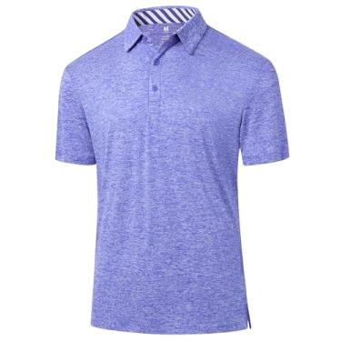 Imagem de Camisetas masculinas de desempenho polo de golfe: camisa de manga curta elástica com absorção de umidade de secagem rápida atlética sem rugas tops de verão, Roxo claro, P