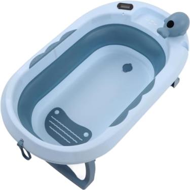 Imagem de BANHEIRA DOBRÁVEL PARA BEBÊS COM TERMÔMETRO DIGITAL INTEGRADO (azul) + ALMOFADA AJUSTÁVEL PARA BANHEIRA