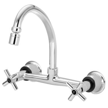 Imagem de Torneira Cozinha Misturador Parede Arejador Articulado 1/4v.