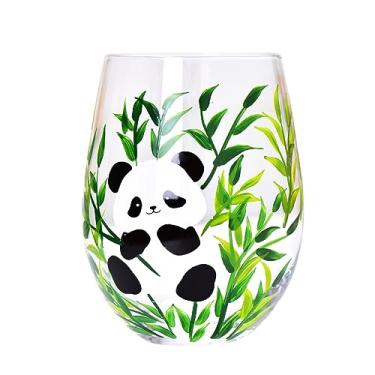 Imagem de WAIT FLY Taças de vinho pintadas à mão para decoração de mesa de festa, casamento, casa, panda, 473 g