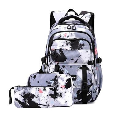 Imagem de Mochila para meninas e crianças, mochila com lancheira para ensino fundamental e médio, conjunto de mochila escolar para adolescentes, Conjunto de 3 peças - preto, Large