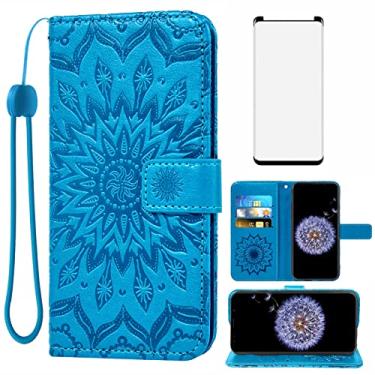 Imagem de Capa de telefone para Samsung Galaxy S9 Plus, capa tipo carteira com protetor de tela de vidro temperado, capa flip magnética de couro, suporte de cartão, acessórios para celular Glaxay S9 + 9S 9 + S