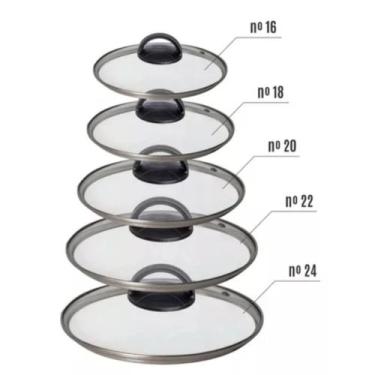 Imagem de Jogo 5 Tampas De Vidro 16 Cm 18 Cm 20 Cm 22cm 24 Cm - Mandacaru & Vare