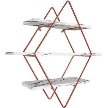 Imagem de Prateleira Tripla Estante Decorativa Livros Quarto Sala Losan Aço MDF 